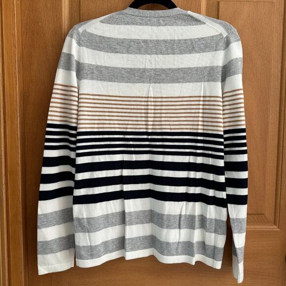 VTG Tommy Hilfiger Minimalist Preppy Casual Neutral Stripe V Neck Sweater Medium - Picture 4 of 10